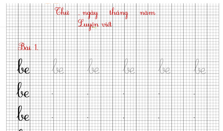 Luyện viết tiếng, từ , câu cho bé