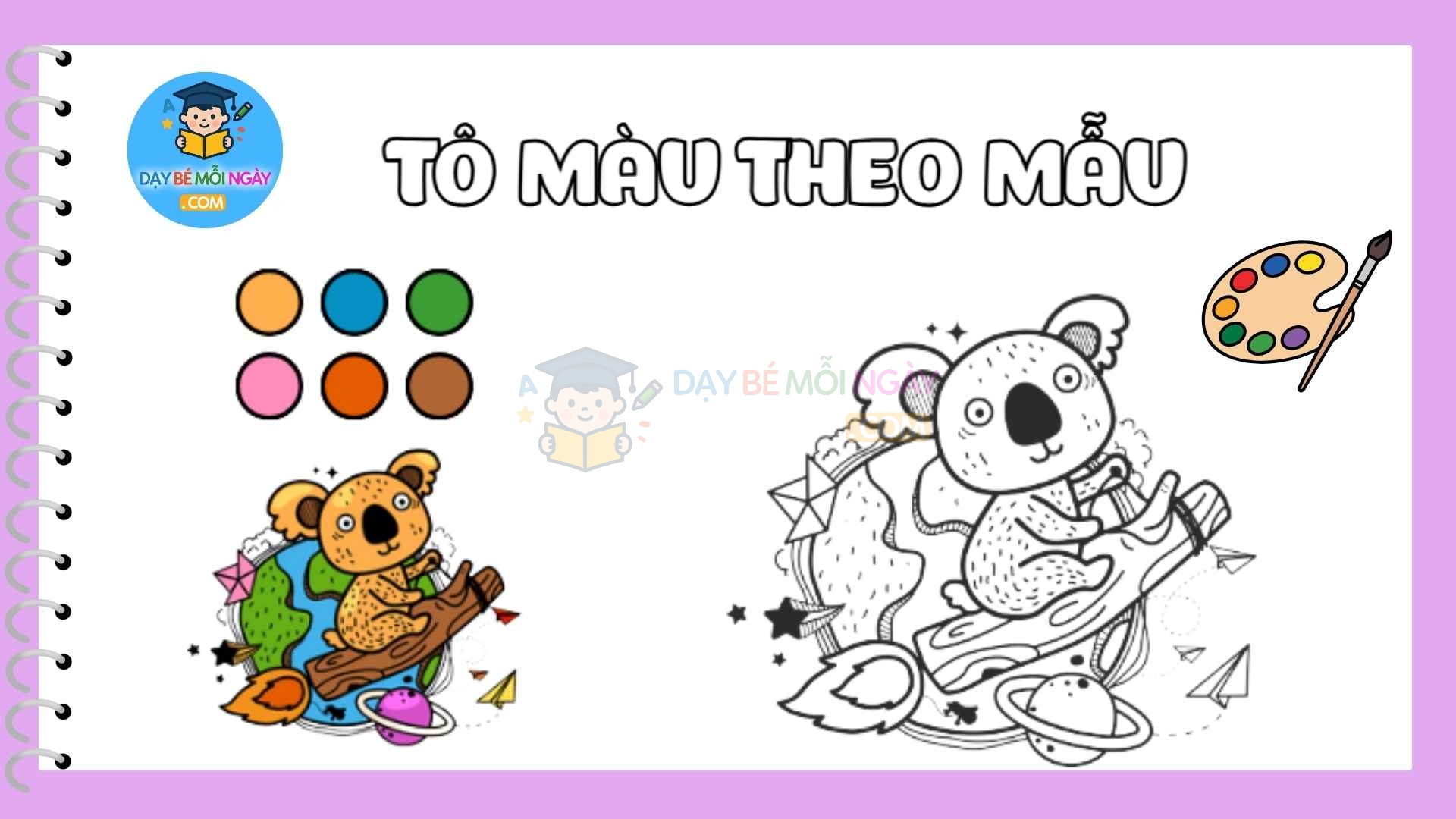 Tranh tô màu theo mẫu những con vật đáng yêu