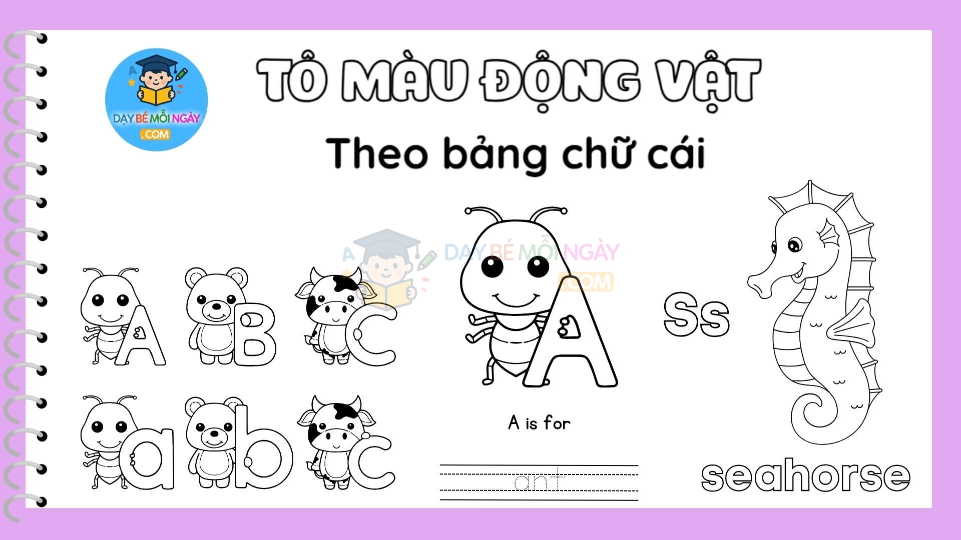 Tô màu con vật- Tô theo bảng chữ cái tiếng anh