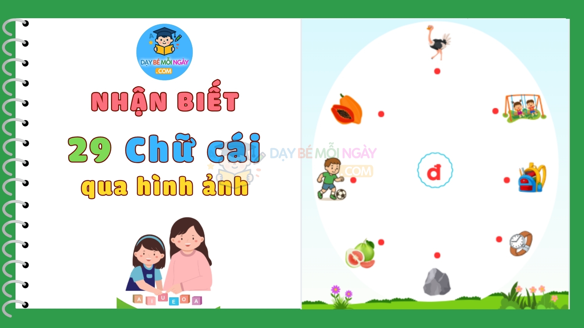 Nhận biết 29 chữ cái qua hình ảnh