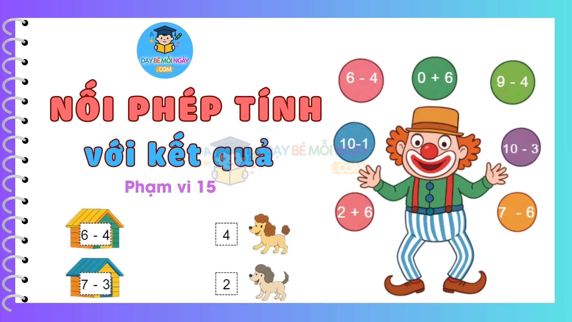 Nối phép tính với kết quả, phạm vi 15