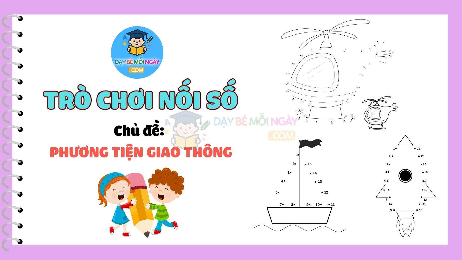 Trò chơi nối số - chủ đề phương tiện giao thông