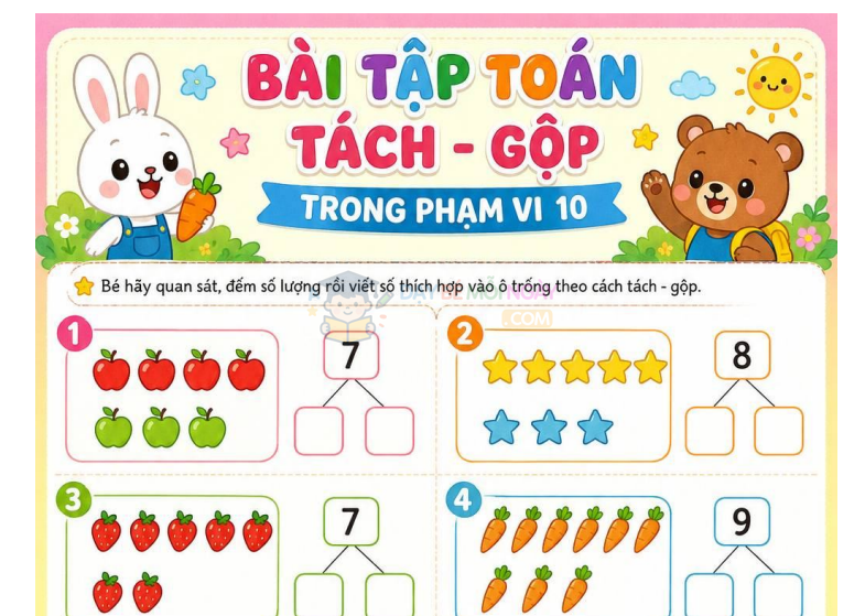 Tách gộp số phạm vi 10