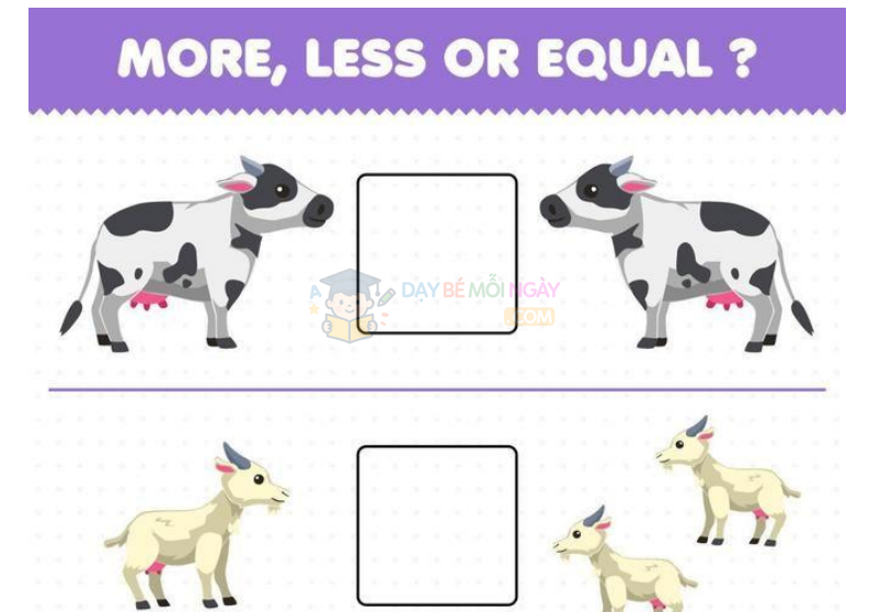 So sánh lớn, nhỏ, bằng, theo chủ đề đối tượng phần 1
